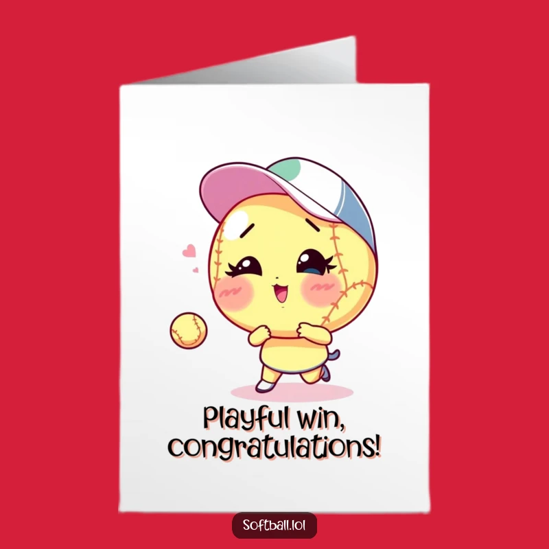 Free Printable Congratulations Card: Winking Softball Success Funny Downloadable