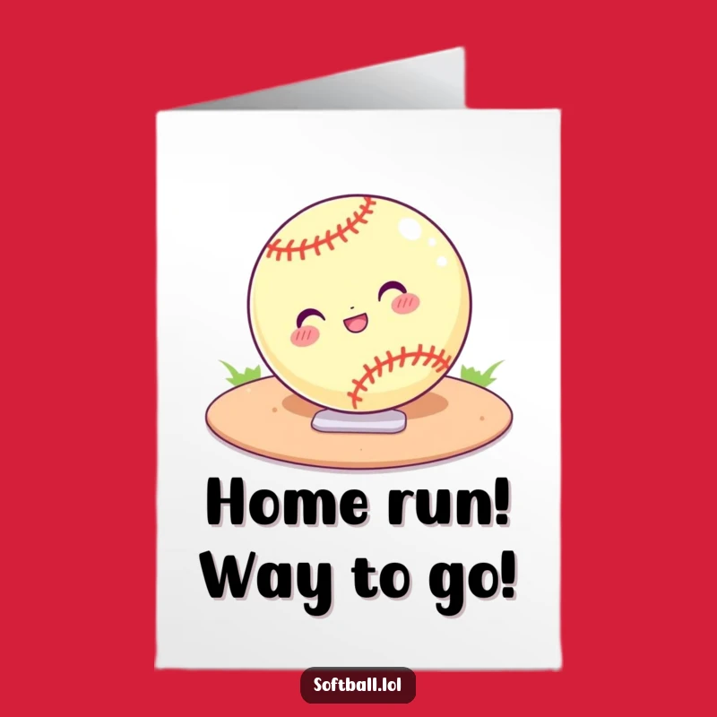 Free Printable Softball Congrats Card: Home Plate Slide Humorous Downloadable
