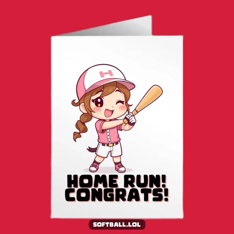 Free Printable Congrats Card: Softball Player for a Winning Downloadable Celebration Gift