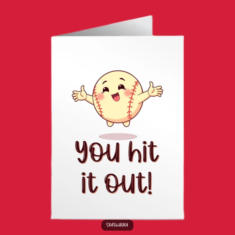 Free Printable Softball Congrats Card: Dynamic Pose Humorous Downloadable