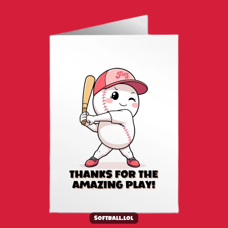 Free Printable Funny Softball Thank You Card: Batter Up Downloadable Gift