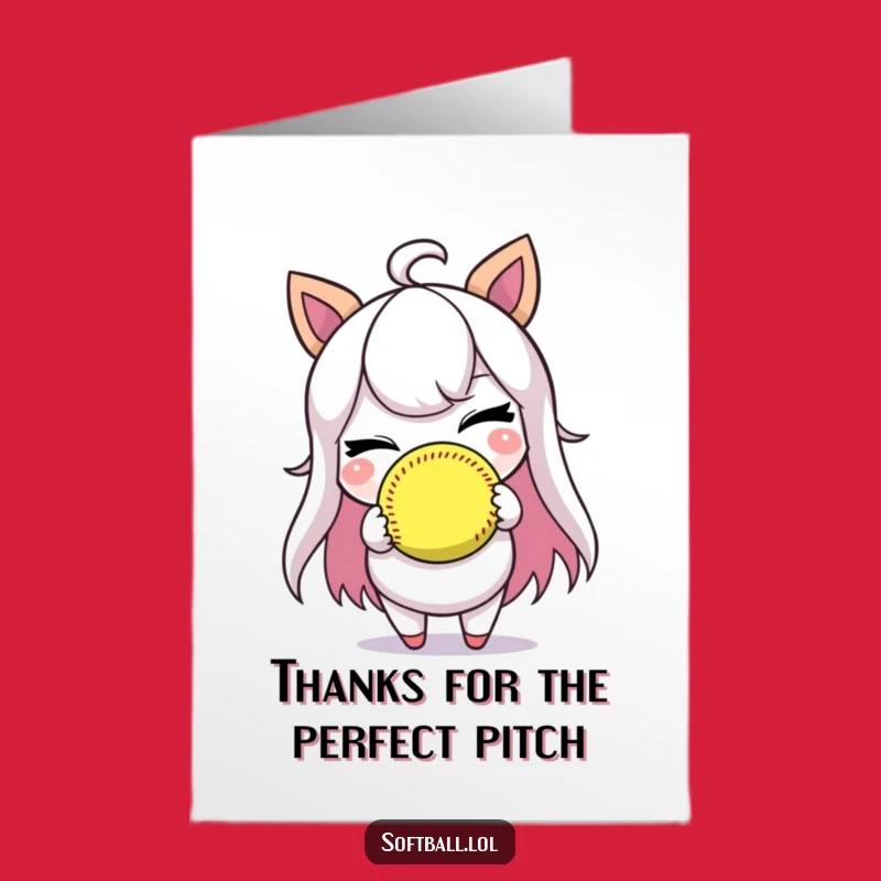 Free Printable Softball Card Thank You: Winking Player, Funny Downloadable Card for Appreciation