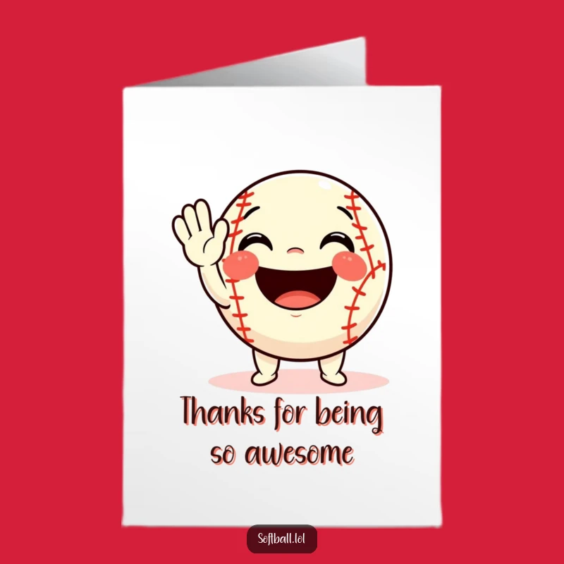 Free Printable Thank You Card: Happy Softball Waving - Print & Appreciate