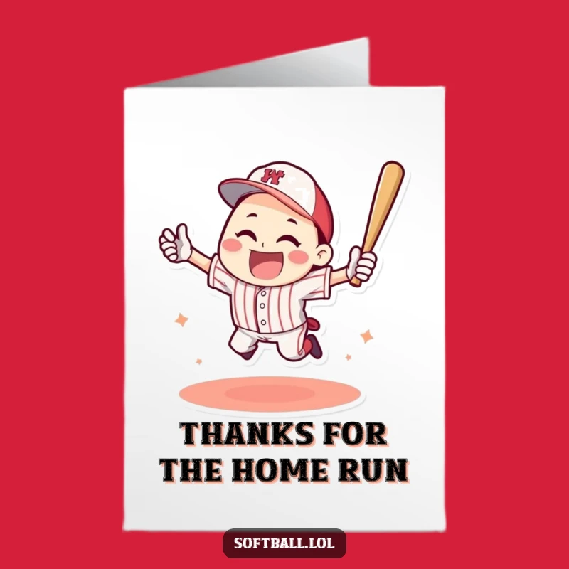 Free Printable Thank You Card: Home Run Hero's Gratitude Downloadable Gift