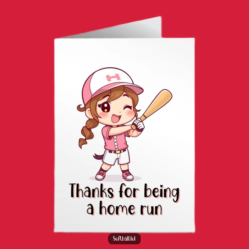 Free Printable Thank You Card: Softball Player for a Thankful Downloadable Gift