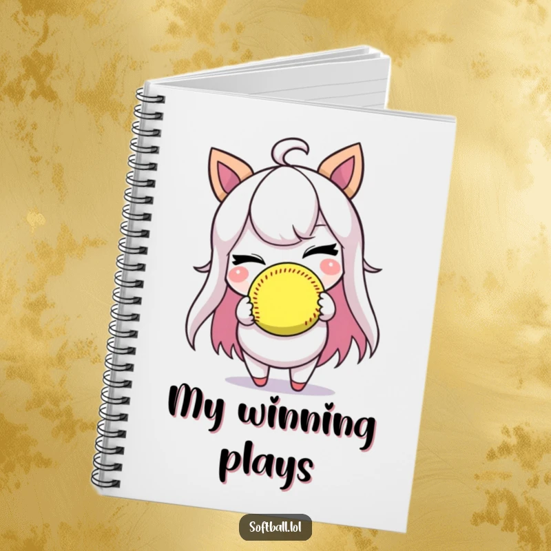 Funny notebook with a winking softball player design, perfect for jotting down notes with a humorous touch.