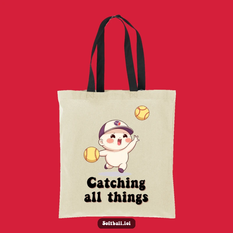 Funny Softball Catch Tote Bag: Agile Character's Play, Durable & Hilarious Funny Gift