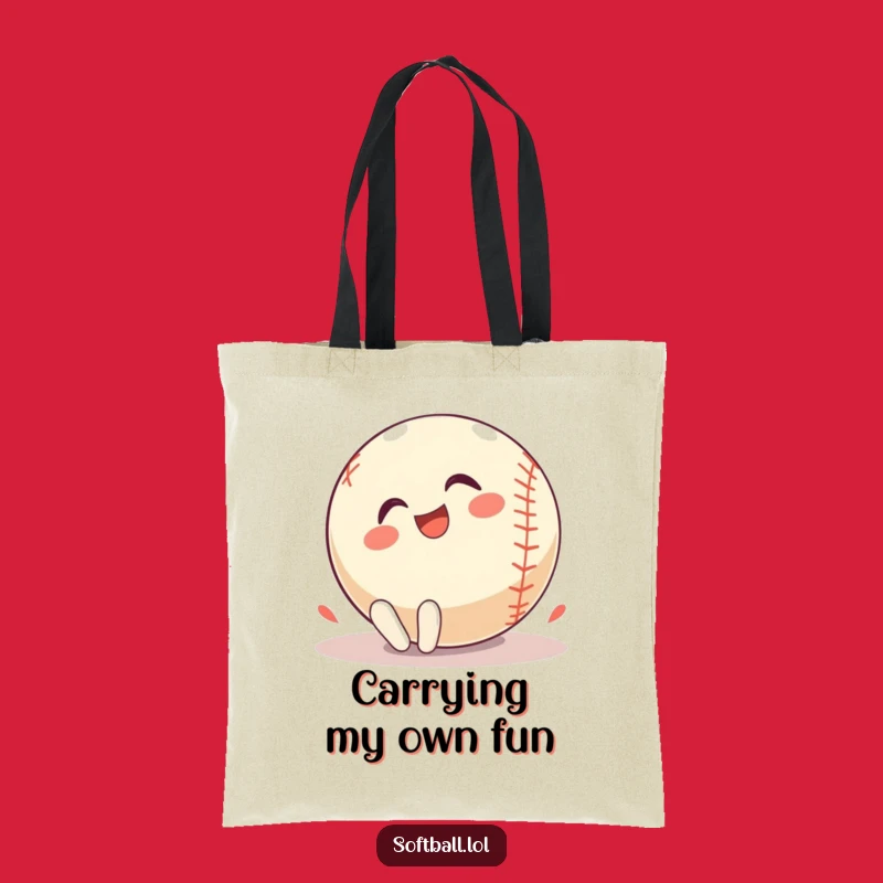 Playful Softball Tote Bag: Funny Rolling Glee, Sporty Gift